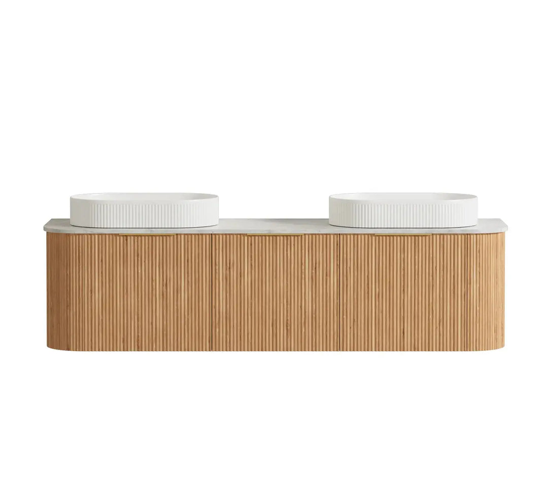 Bondi Fluted Wall Hung Vanity with stone top Otti Australia
