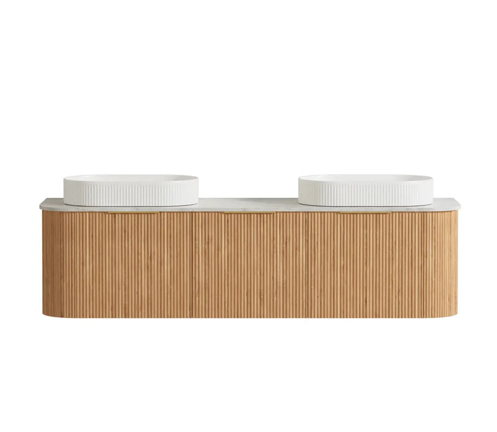 Bondi Fluted Wall Hung Vanity with stone top Otti Australia