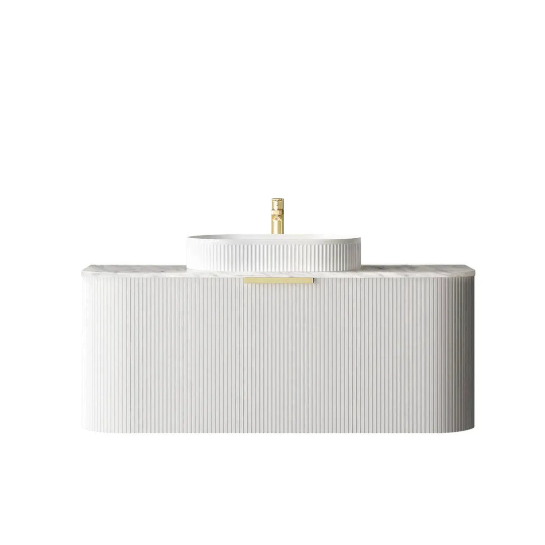 Bondi Fluted Wall Hung Vanity with stone top Otti Australia