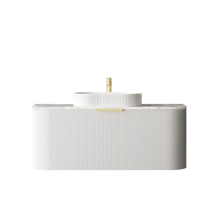Bondi Fluted Wall Hung Vanity with stone top Otti Australia