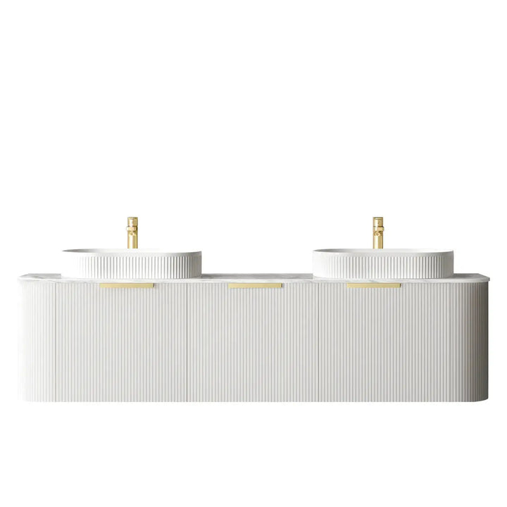 Bondi Fluted Wall Hung Vanity with stone top Otti Australia