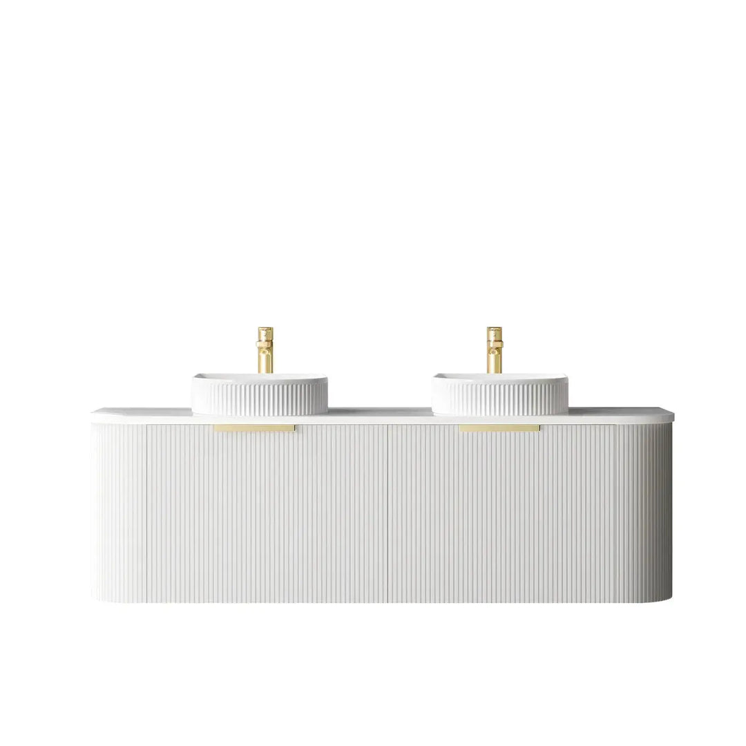 Bondi Fluted Wall Hung Vanity with stone top Otti Australia