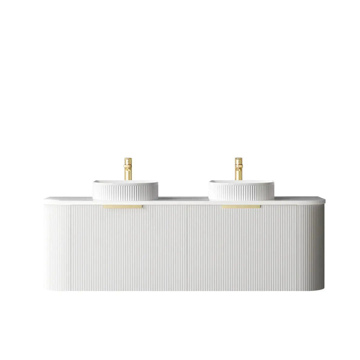 Bondi Fluted Wall Hung Vanity with stone top Otti Australia
