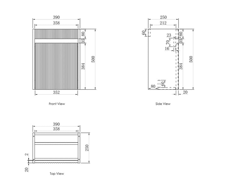 Mini Ensuite Vanity 400mm Fluted Otti Australia