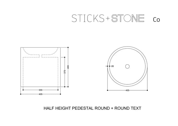 Concrete Textured Half Height Round Pedestal Basin Sticks and Stone Co