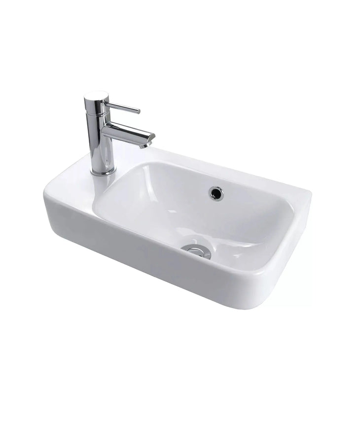 Limni 260 ceramic wall hung basin - White Gloss Seima