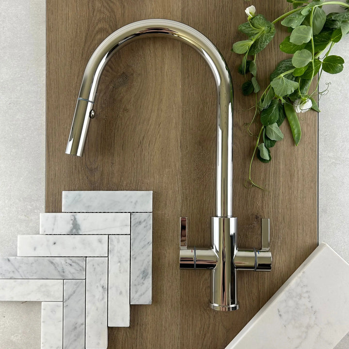 XSSENCE Alfresco 316SS Twin Handle Sink Mixer with Pull Out Spray XpressFit by Suprema