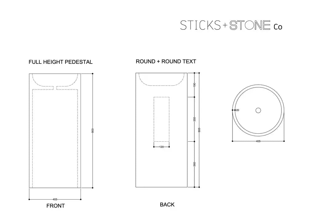 Concrete Polished Full Height Round Pedestal Basin Sticks and Stone Co