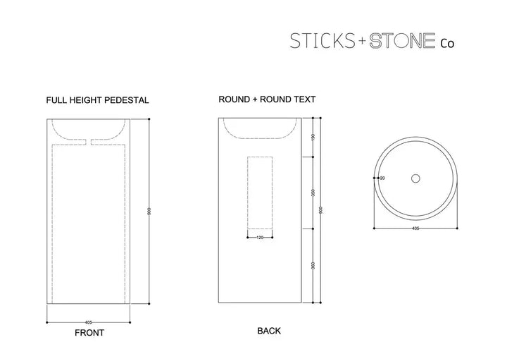Concrete Polished Full Height Round Pedestal Basin Sticks and Stone Co