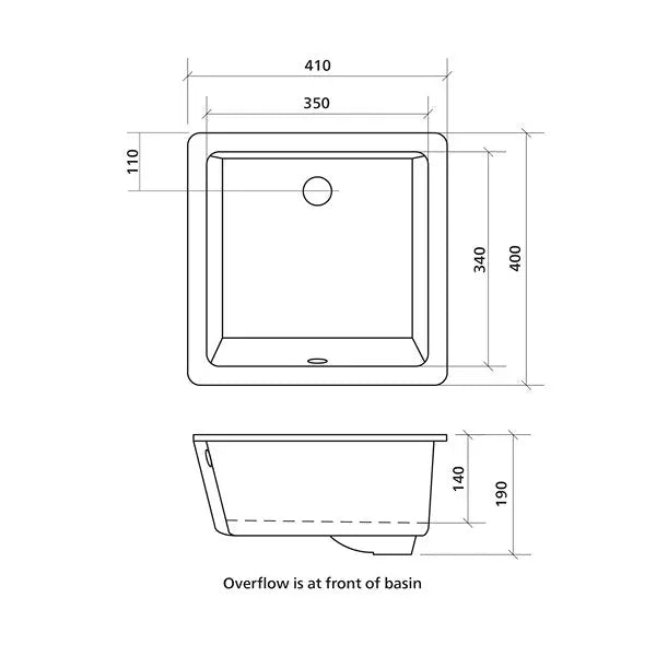 Plati 209 ceramic undermount basin with overflow - White Gloss Seima