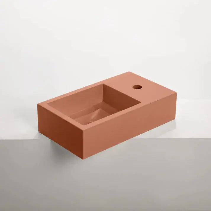 Concrete Polished Rectangular Powder Room Basin Sticks and Stone Co