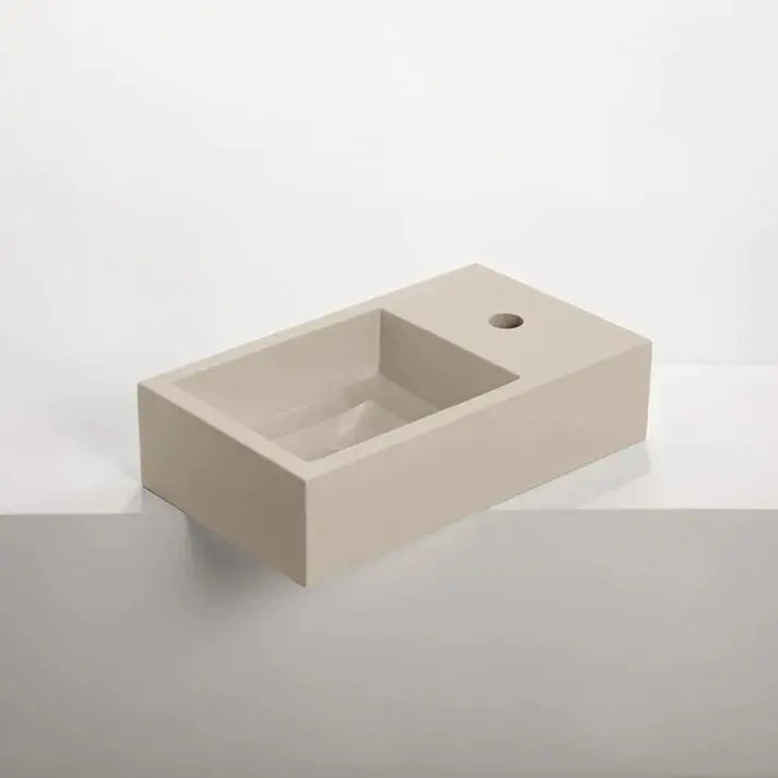 Concrete Polished Rectangular Powder Room Basin Sticks and Stone Co