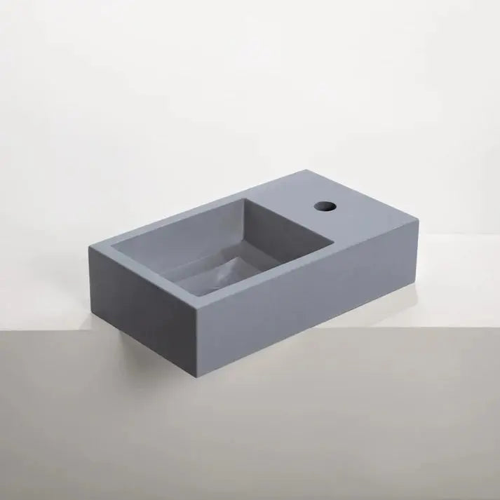 Concrete Polished Rectangular Powder Room Basin Sticks and Stone Co