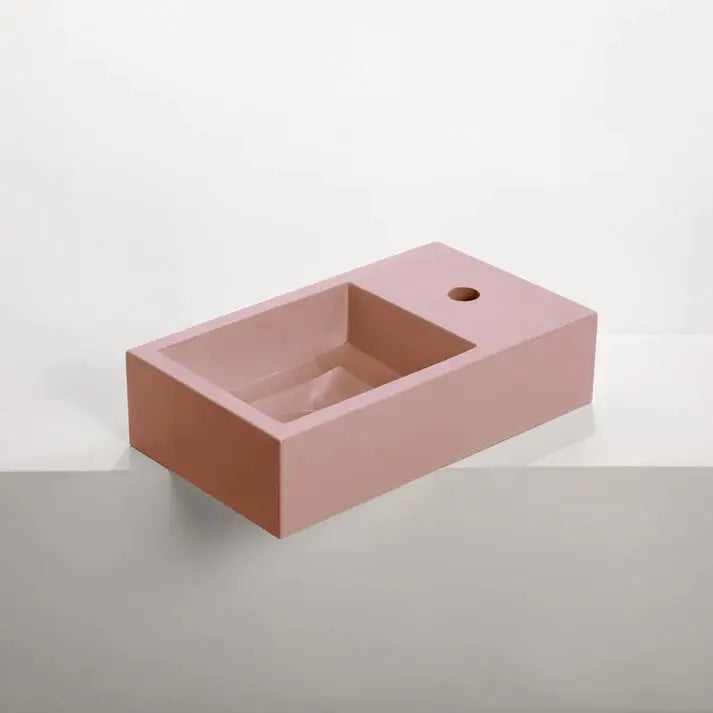 Concrete Polished Rectangular Powder Room Basin Sticks and Stone Co
