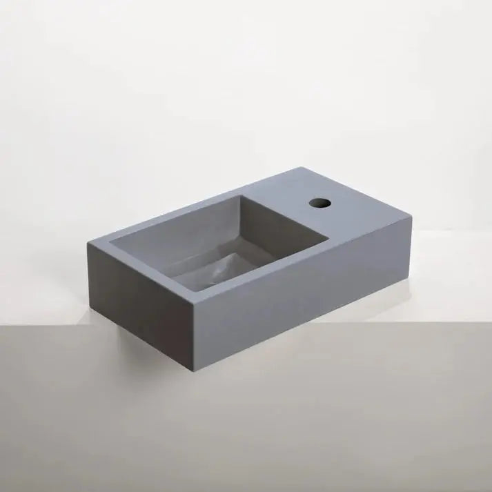 Concrete Polished Rectangular Powder Room Basin Sticks and Stone Co