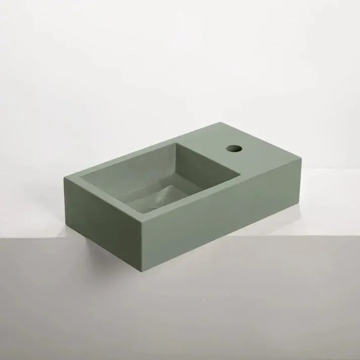 Concrete Polished Rectangular Powder Room Basin Sticks and Stone Co