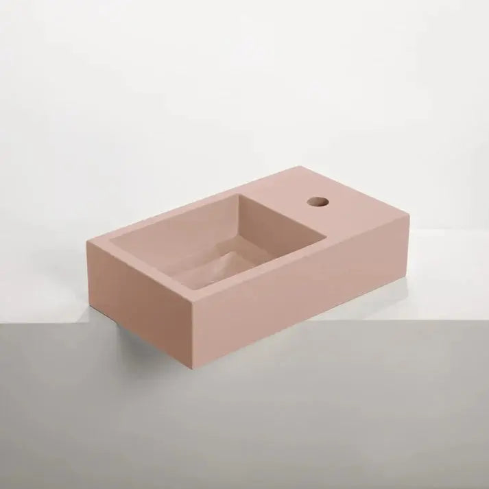 Concrete Polished Rectangular Powder Room Basin Sticks and Stone Co