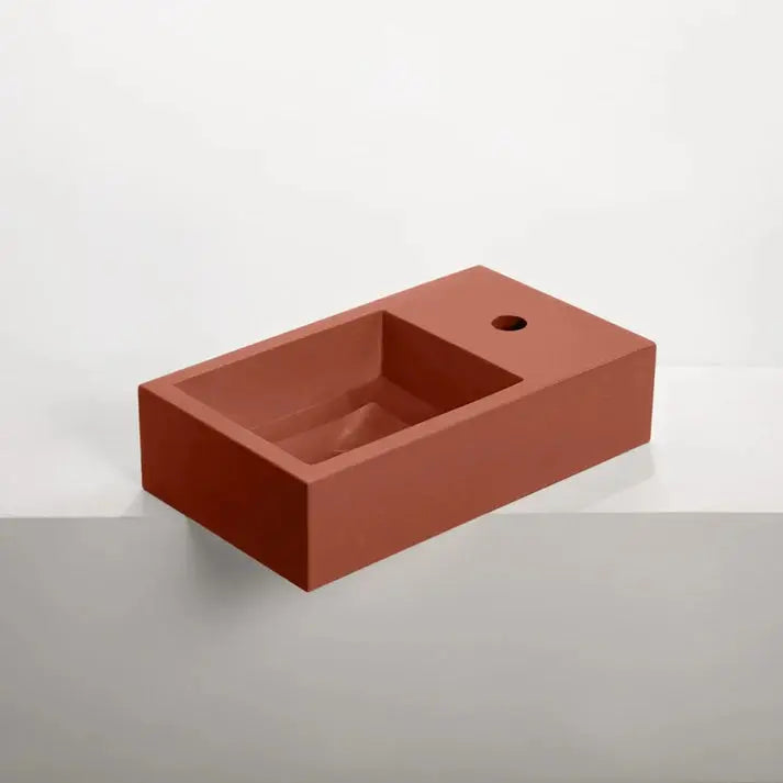 Concrete Polished Rectangular Powder Room Basin Sticks and Stone Co