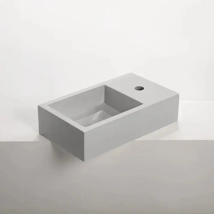 Concrete Polished Rectangular Powder Room Basin Sticks and Stone Co