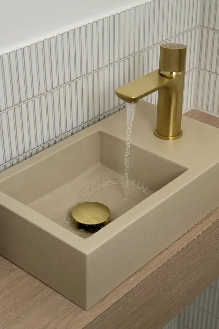Concrete Polished Rectangular Powder Room Basin Sticks and Stone Co