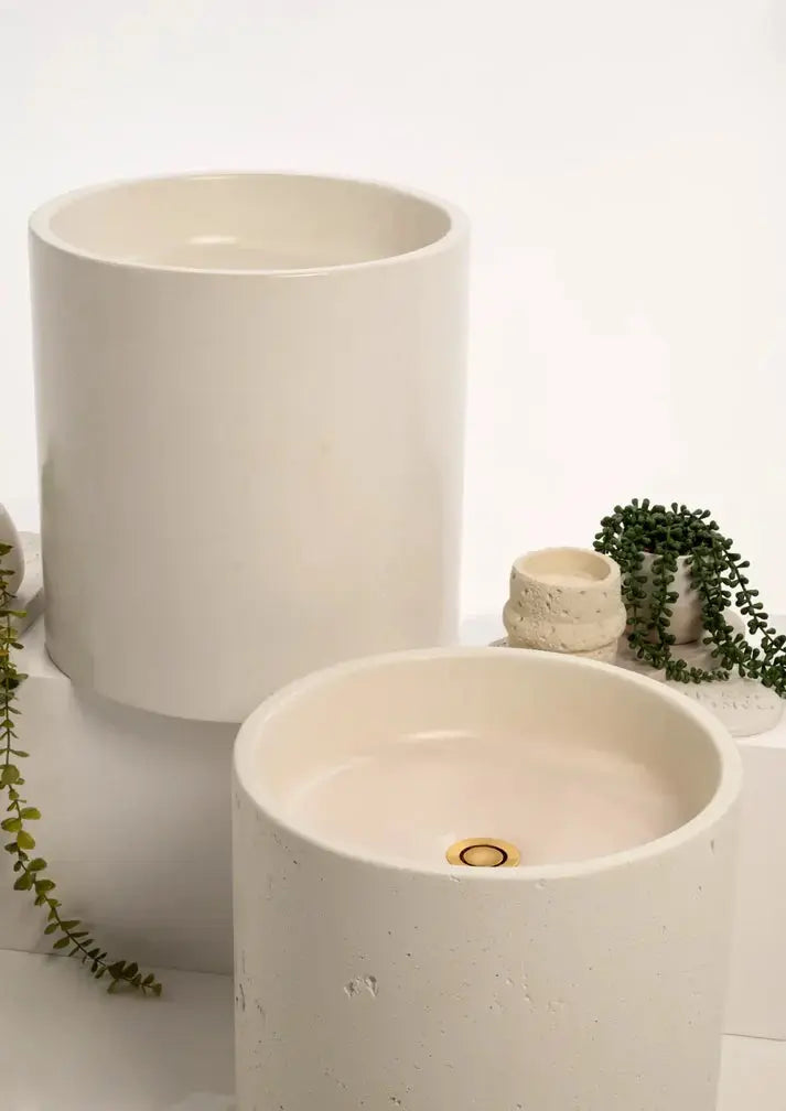 Concrete Polished Half Height Round Pedestal Basin Sticks and Stone Co