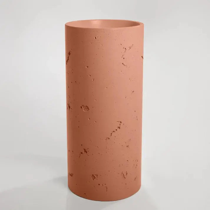 Concrete Textured Full Height Round Pedestal Basin Sticks and Stone Co
