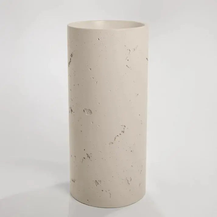 Concrete Textured Full Height Round Pedestal Basin Sticks and Stone Co