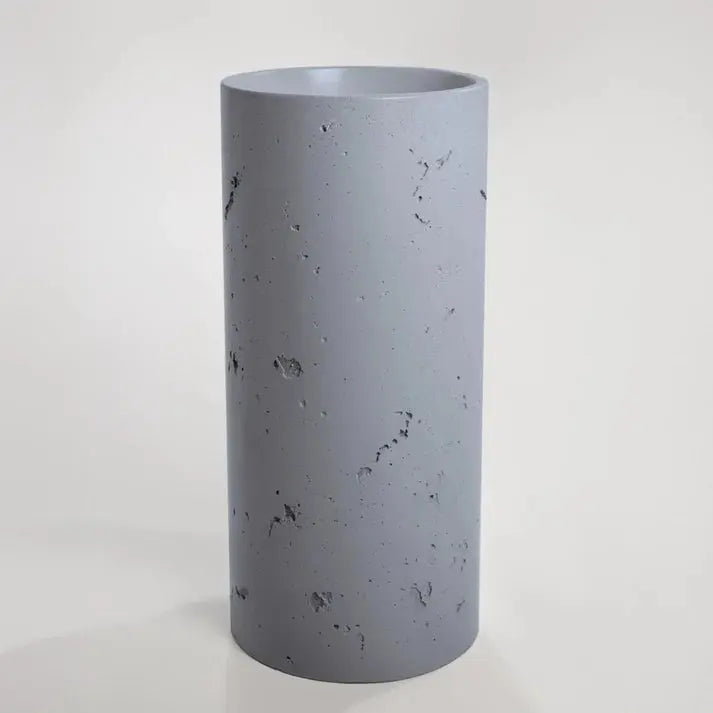 Concrete Textured Full Height Round Pedestal Basin Sticks and Stone Co