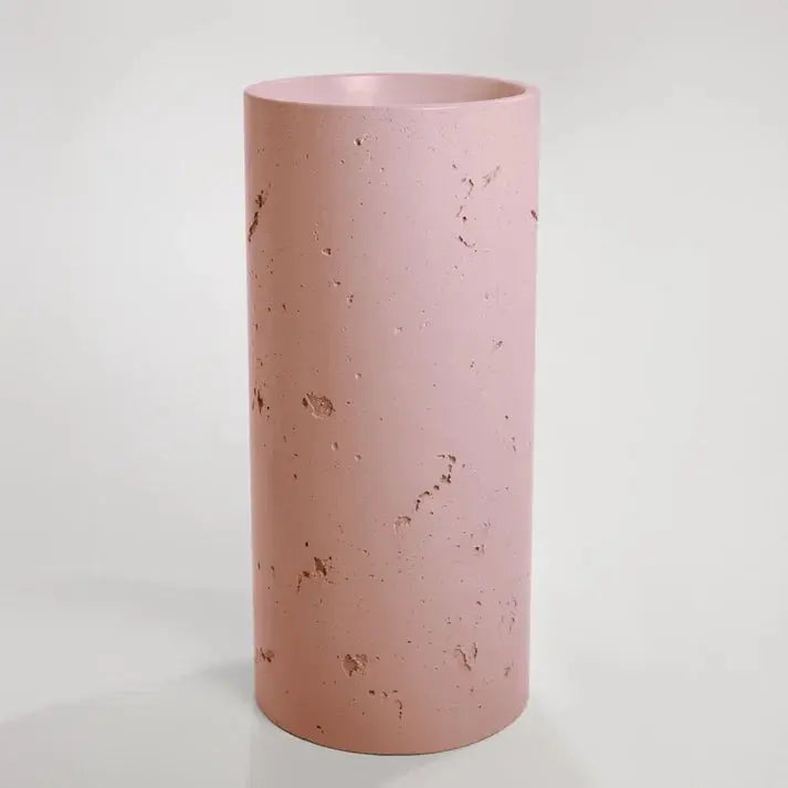 Concrete Textured Full Height Round Pedestal Basin Sticks and Stone Co