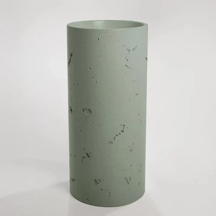 Concrete Textured Full Height Round Pedestal Basin Sticks and Stone Co