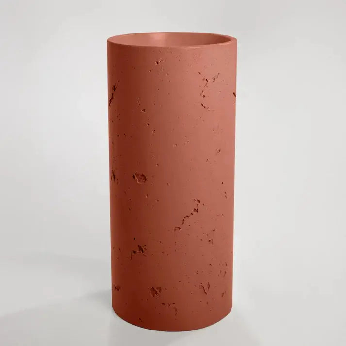 Concrete Textured Full Height Round Pedestal Basin Sticks and Stone Co
