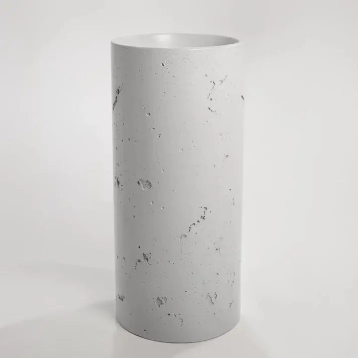 Concrete Textured Full Height Round Pedestal Basin Sticks and Stone Co