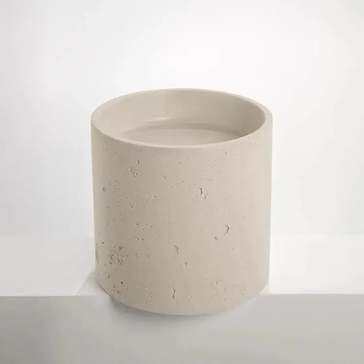 Concrete Textured Half Height Round Pedestal Basin Sticks and Stone Co