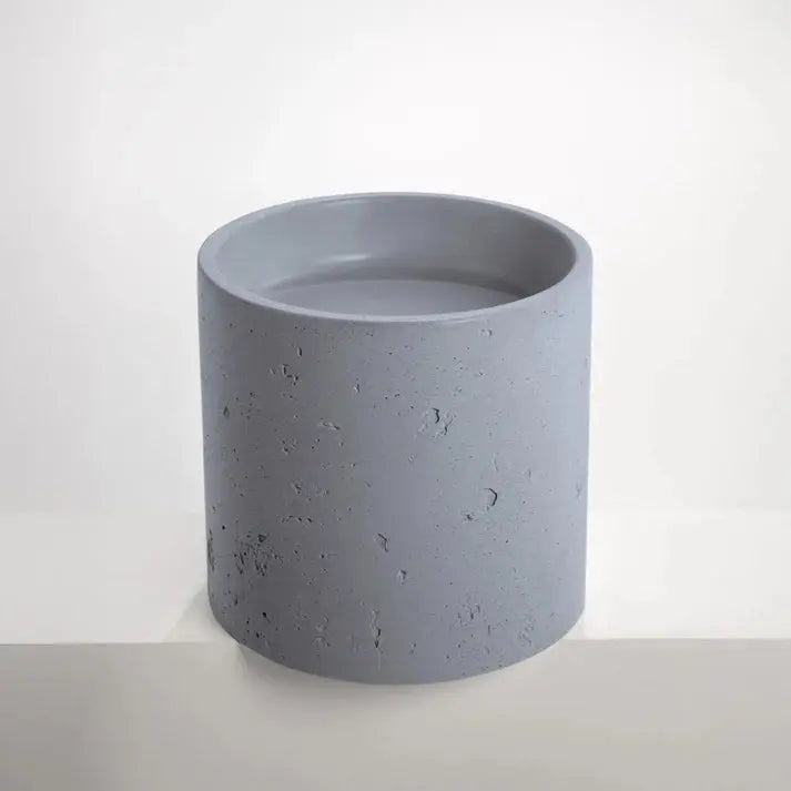 Concrete Textured Half Height Round Pedestal Basin Sticks and Stone Co