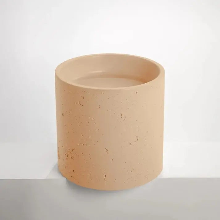 Concrete Textured Half Height Round Pedestal Basin Sticks and Stone Co