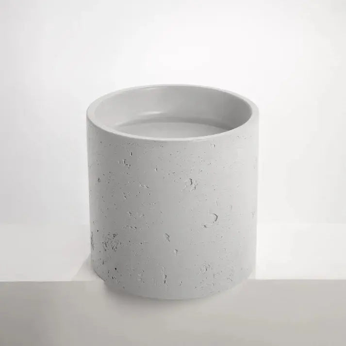 Concrete Textured Half Height Round Pedestal Basin Sticks and Stone Co