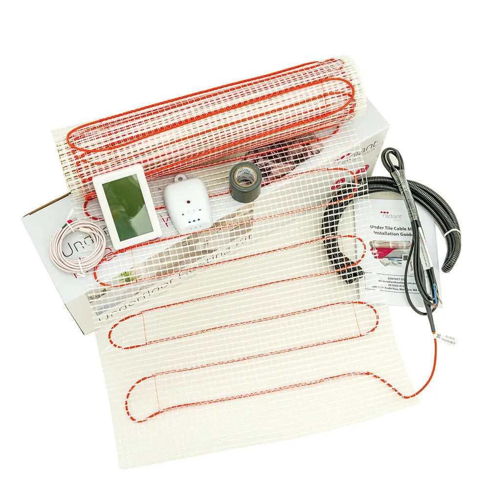 Under Tile Cable Mat Kit - 8sqm (Coverage: 9.0 to 10.5sqm) Radiant Heating