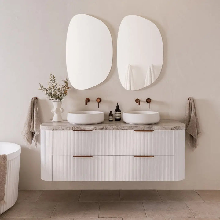 Thirroul Twin All-Drawer wall hung Vanity with stone top ADP
