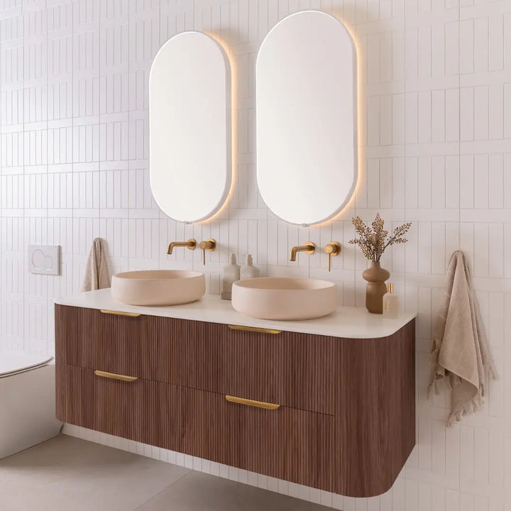 Thirroul Twin All-Drawer wall hung Vanity with stone top ADP