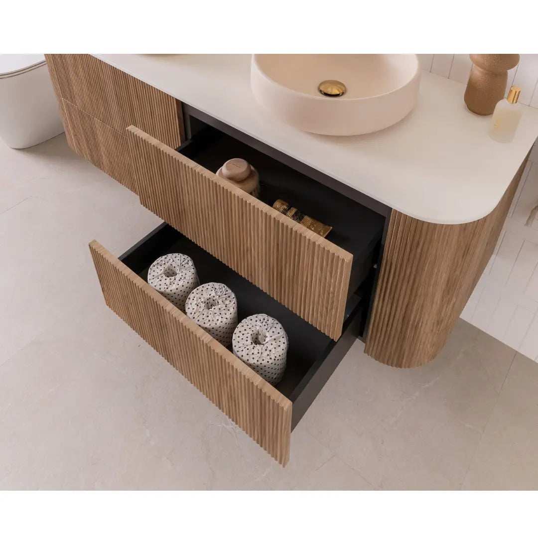 Thirroul Twin All-Drawer wall hung Vanity with stone top ADP