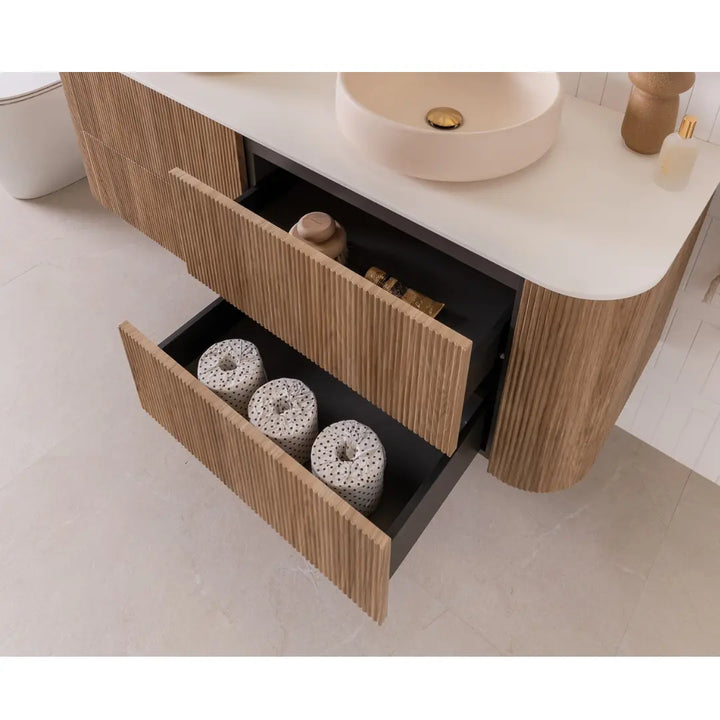 Thirroul Twin All-Drawer wall hung Vanity with stone top ADP
