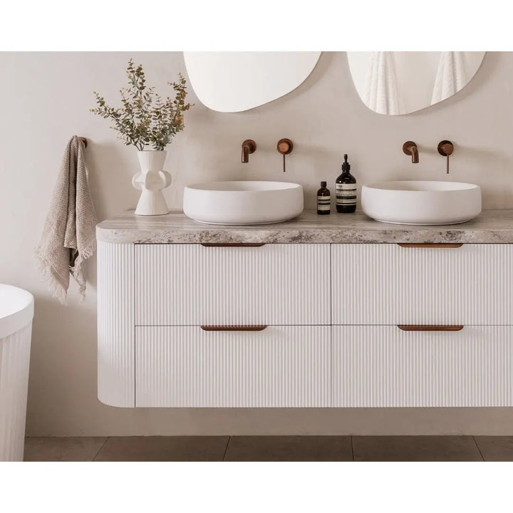Thirroul Twin All-Drawer wall hung Vanity with stone top ADP