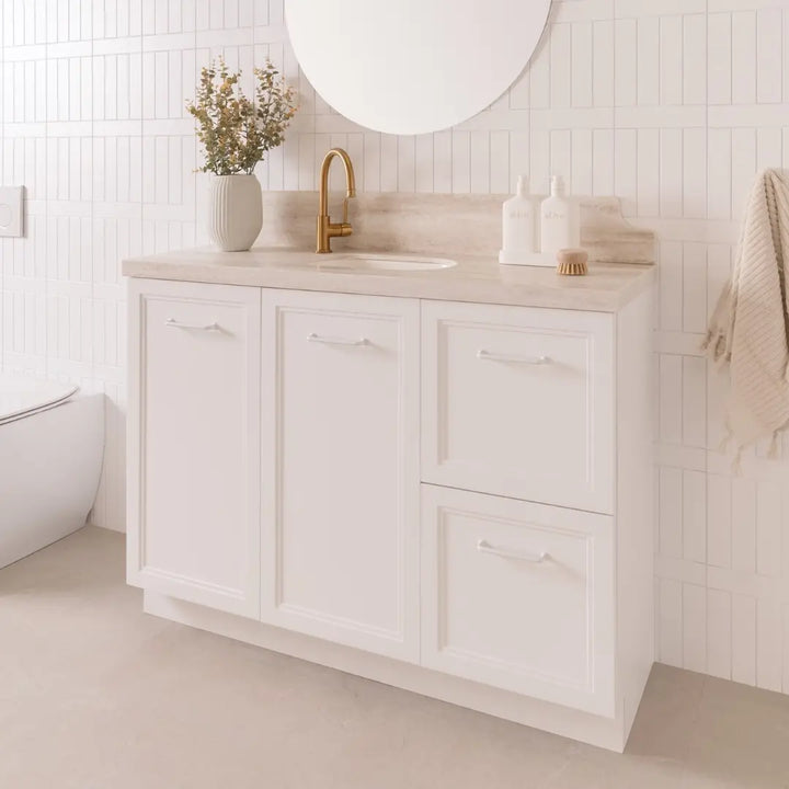 Mabel Ensuite (390mm depth) Door &amp; Drawer Vanity with stone top - wall hung or freestanding ADP