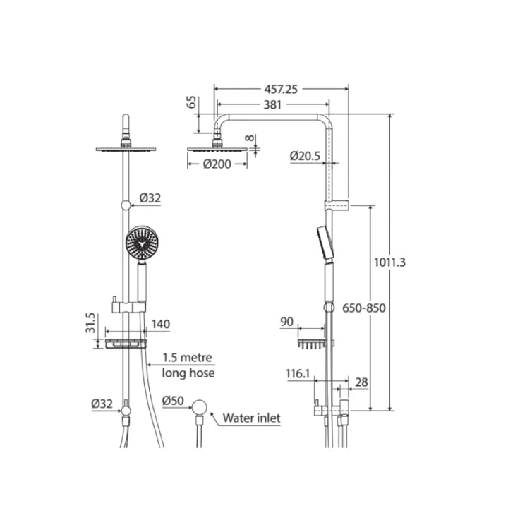 Michelle Multifunction Twin Shower with Seperate Water Inlet Fienza