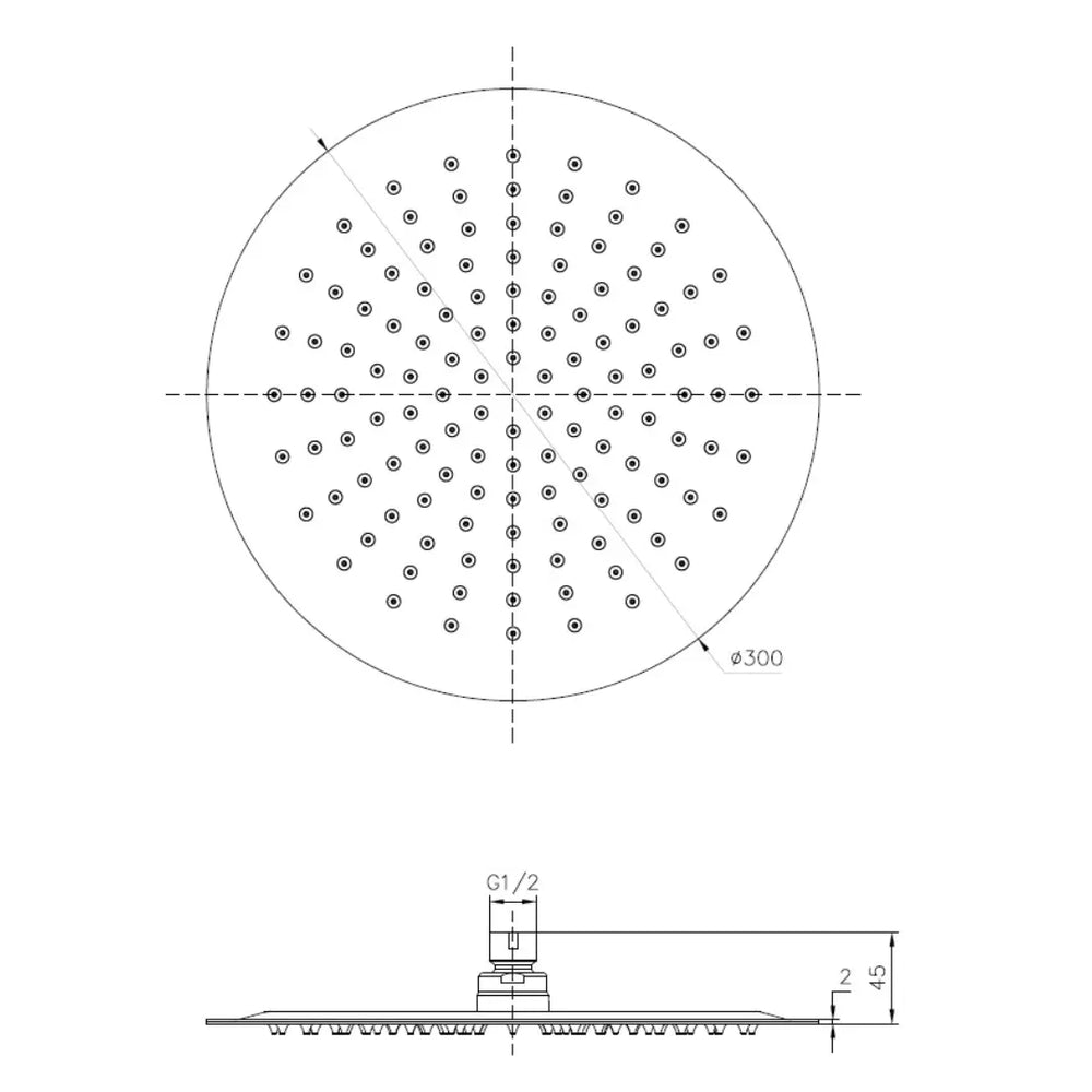 Star Slim 300mm Shower Rose Art Bathrooms