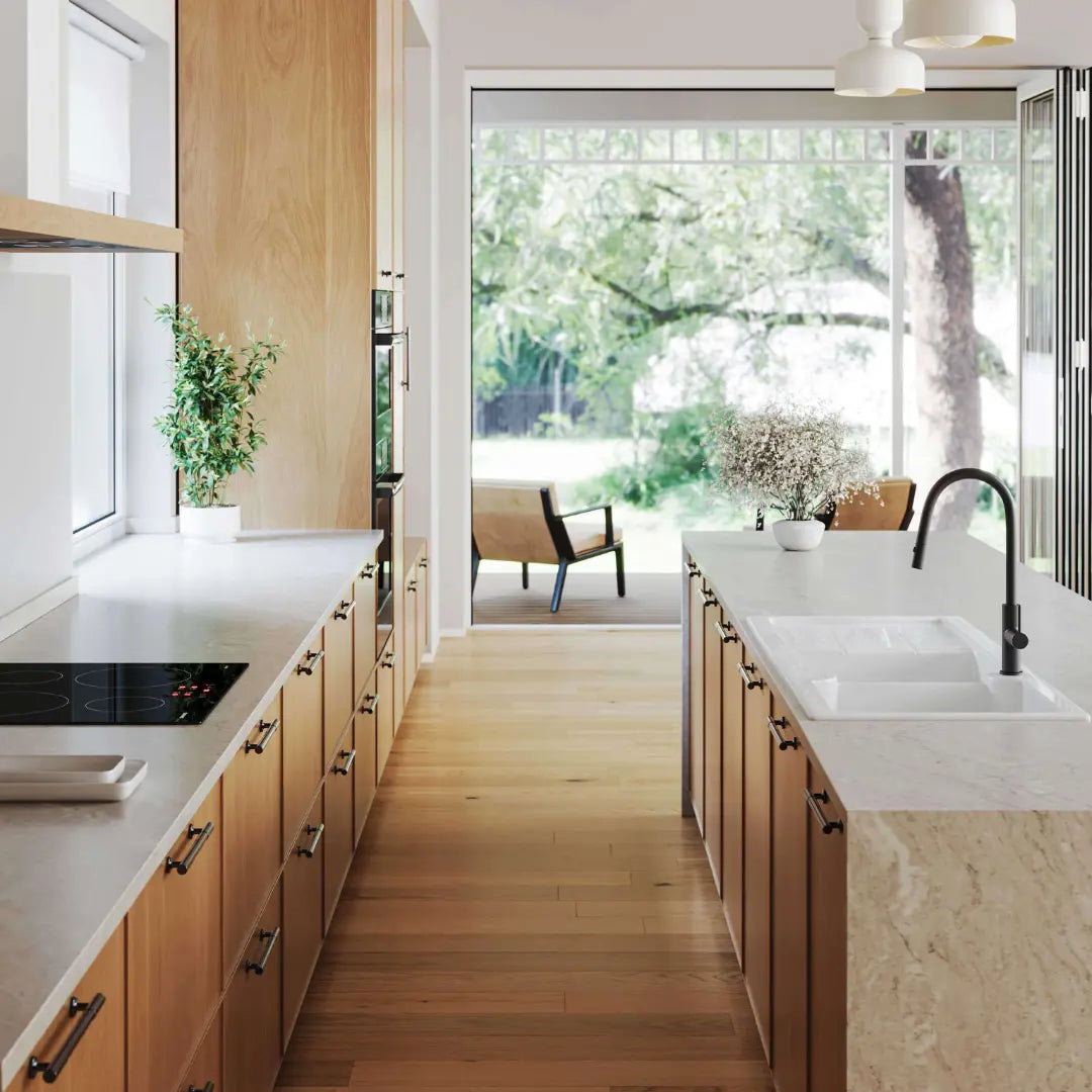 Cuisine 116 x 50 Inset / Undermount Fine Fireclay Gloss White Sink - Double Bowl and Single Drainer Turner Hastings
