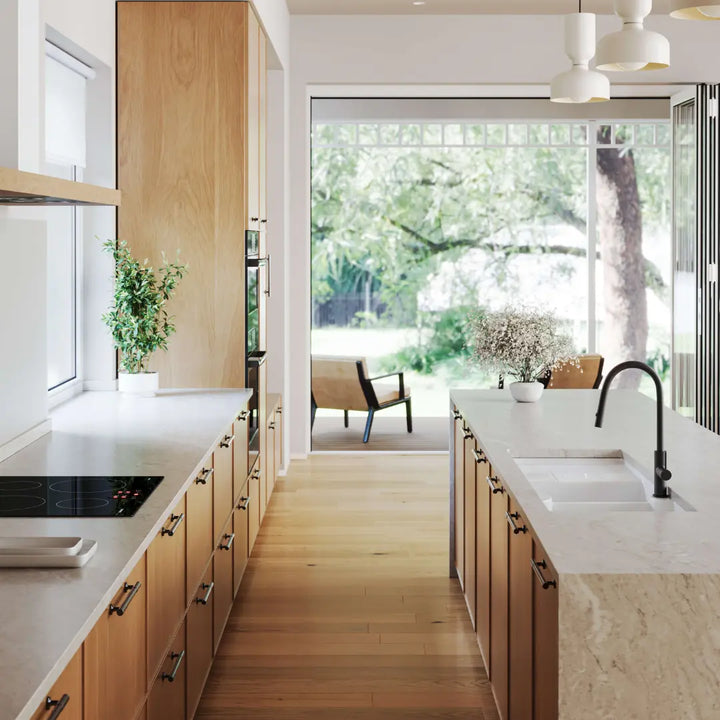Cuisine 116 x 50 Inset / Undermount Fine Fireclay Gloss White Sink - Double Bowl and Single Drainer Turner Hastings