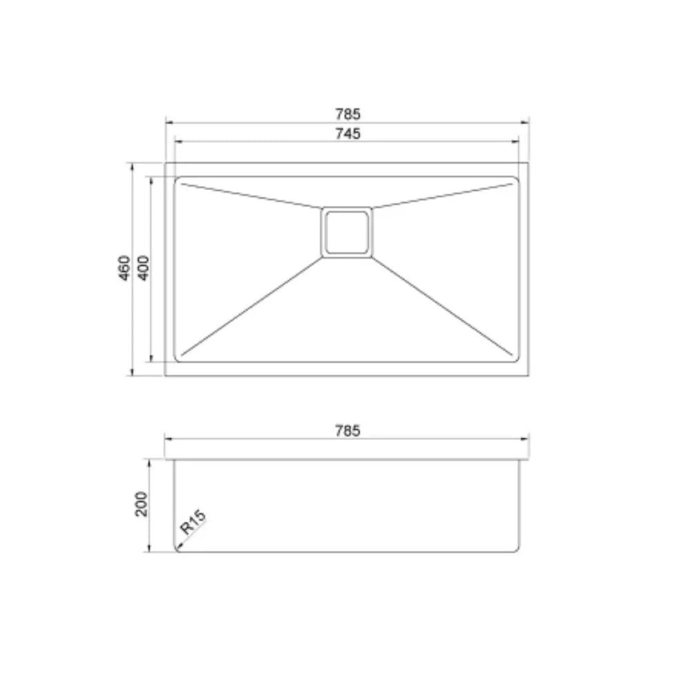 QUBIX700 Single 60L Maxi Bowl with Square Waste Suprema