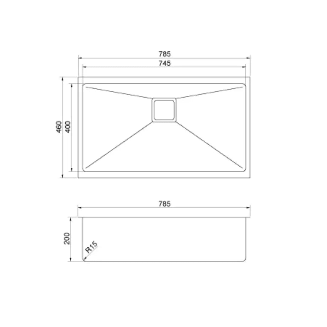 QUBIX700 Single 60L Maxi Bowl with Square Waste Suprema