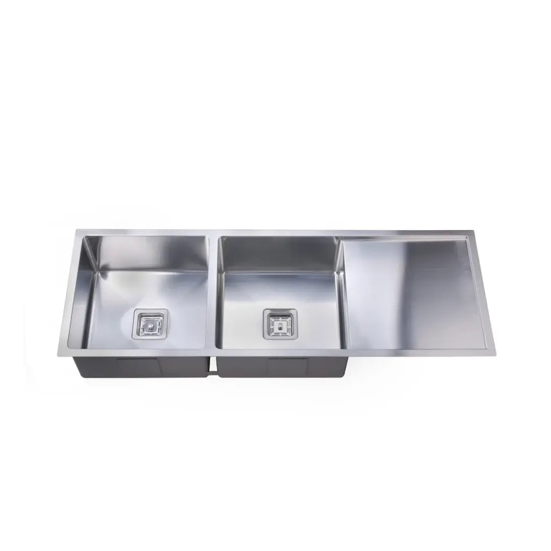 QUBIX500D Double Square Bowl Sink with Drainer Suprema